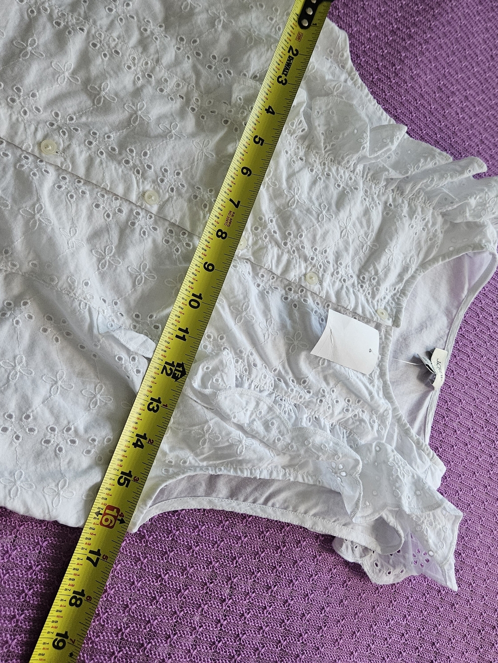 J. Crew White Eyelet Ruffle-Sleeve Button Front Camisole - Picture 5 of 9